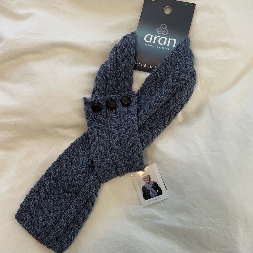 NWT Aran Button Loop Scarf denim colored
